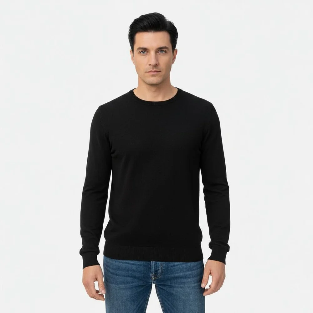NN07 Harry Black Italian Yarn Crewneck Sweater